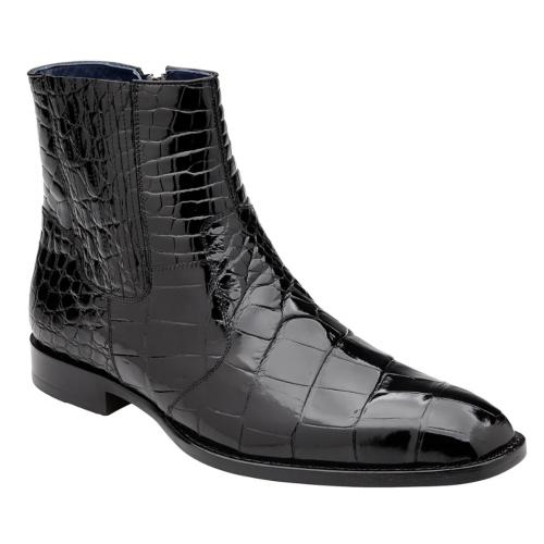 Belvedere "Ivan" Black Genuine Alligator Chelsea Boots.