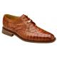Belvedere "Susa" Antique Sport Genuine All-Over Hornback Crocodile Shoes With Quill Ostrich Trim P32.