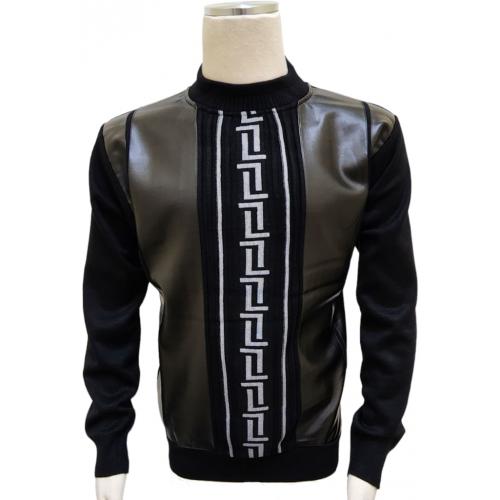 Bagazio Black / Silver PU Leather Pullover Sweater BM2057