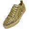 Fiesso Gold Metallic Glittered / Spiked PU Leather Sneakers FI2429