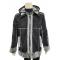 Prestige Black / White / Grey Vegan Suede / Faux Fur Hooded Parka Jacket BD-605