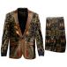 Prestige Black / Gold Velour Greek / Medusa Design Modern Fit Suit PBZ-150