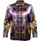 Prestige Purple / Gold Satin Medusa / Greek Design Long Sleeve Shirt PR-451