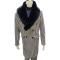 Lanzino Black / White Wool Removable Faux Fur Collared Long Jacket Outfit JK126