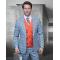 Statement "Sunset" Blue / Coral / Gold Super 180's Cashmere Wool Vested Modern Fit Suit