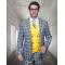 Statement "Sunset" Grey / Yellow / White Super 180's Cashmere Wool Vested Modern Fit Suit