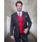 Statement "Oxford" Charcoal Grey / Red Super 180's Cashmere Wool Vested Modern Fit Suit