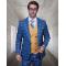 Statement "Hartford" Denim Blue / Camel Super 180's Cashmere Wool Vested Modern Fit Suit