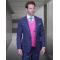 Statement "Hartford" Navy / Fuchsia Super 180's Cashmere Wool Vested Modern Fit Suit