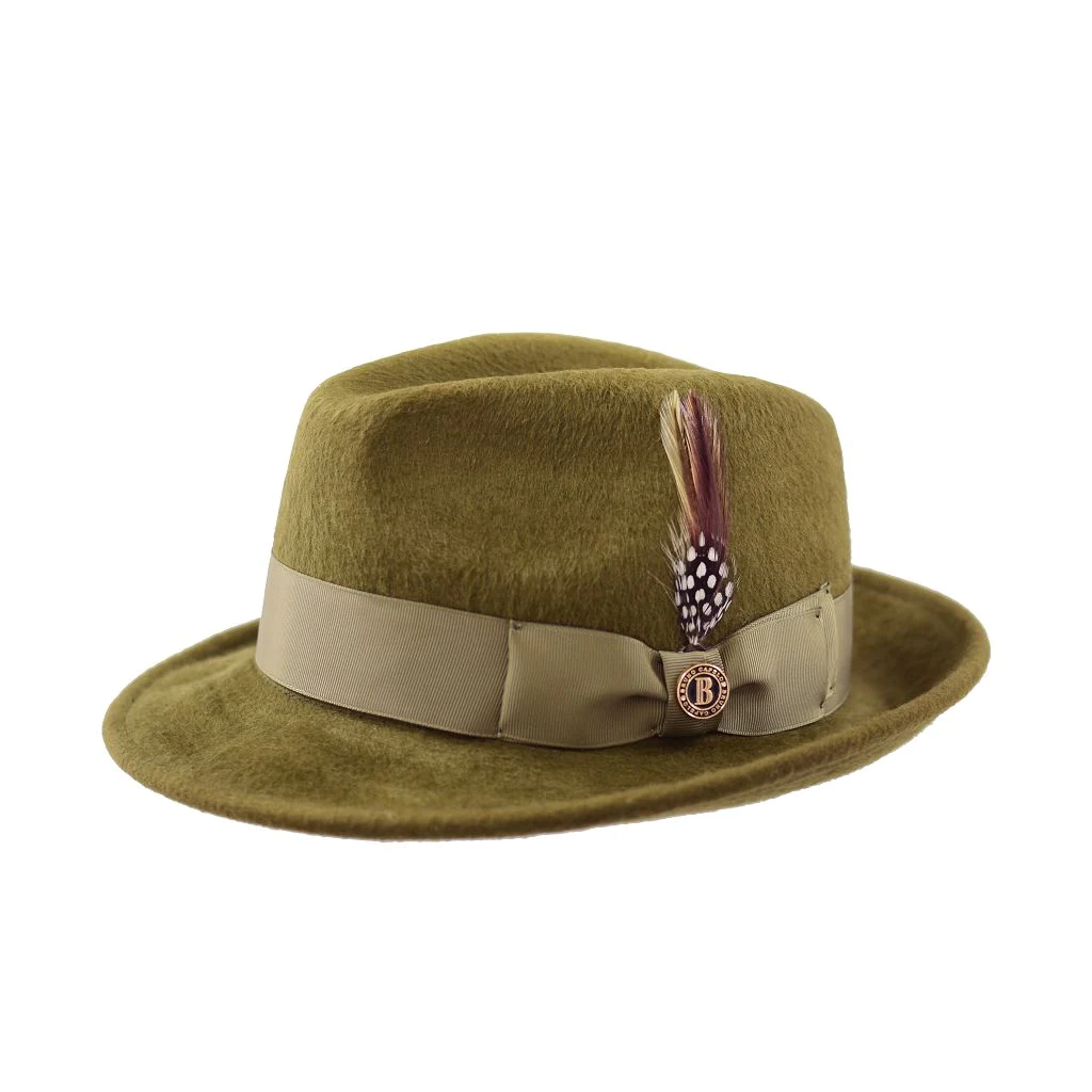 Bruno Capelo Olive Green Australian Wool Fur Felt Fedora Dress Hat LU ...