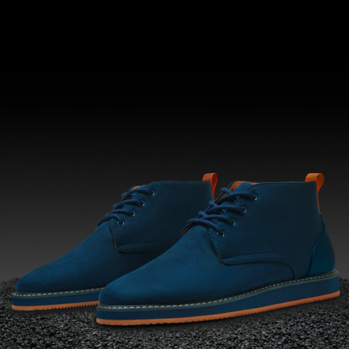 Tayno "Sonoran" Navy Blue Vegan Suede Lace-Up Desert Chukka Sneaker Boots