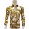Cielo Off-White / Gold / Black Greek Pattern Satin Long Sleeve Shirt S1830