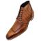 Duca Di Matiste 67 Cognac Alligator Embossed Calfskin Lace-Up Dress Ankle Boots