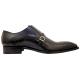 Duca 2020 Black Italian Calfskin Criss-Cross Double Monk Strap Shoes