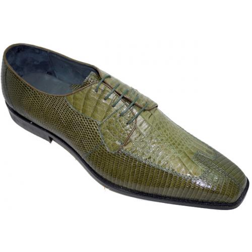 Belvedere "California" Olive Green Genuine Crocodile / Lizard shoes