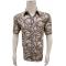 Pronti Cream / Chocolate Brown / Taupe Abstract Design Short Sleeve Shirt S6668