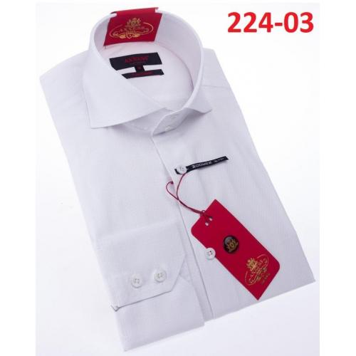 Axxess White Cotton Modern Fit Dress Shirt With Button Cuff 224-03.
