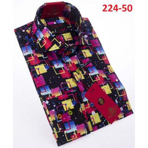 Axxess Multicolor Cotton Modern Fit Dress Shirt With Button Cuff 224-50.