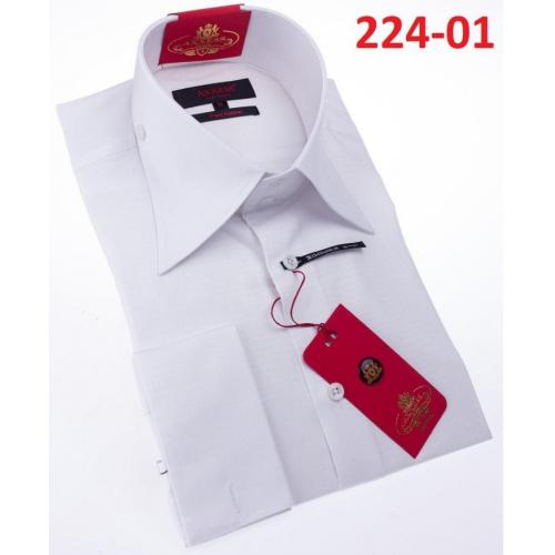 Axxess White Cotton Modern Fit Dress Shirt With French Cuffs 224-01.