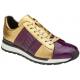 Belvedere "Blake" Purple / Gold Genuine Ostrich Leg / Soft Calf Casual Sneakers 33629.