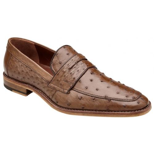 Belvedere "Espada" Tabac Genuine Ostrich Quill Penny Loafer 02440.