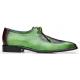 Belvedere "Etore" Antique Emerald Green / Wine Genuine Ostrich Leg / Italian Calf Shoes F01.