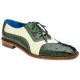 Belvedere "Sesto" Forest Green / Cream Genuine Ostrich Quill / Italian Calf Wingtip Shoes R54.