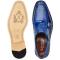Belvedere "Valiente" Antique Ocean Blue Genuine Ostrich Leg Double Monk Strap Shoes 02442.