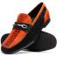 Marco Di Milano "Hugo" Orange / Black Genuine Sueded Ostrich Leg Loafer