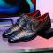 Marco Di Milano "Luciano" Navy / Brown Genuine Caiman Crocodile Dress Shoes