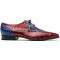 Marco Di Milano "Moncalieri" Navy / Red Genuine Alligator And Cobra Skin Dress Shoes