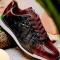 Marco Di Milano "Portici" Wine / Black Genuine Crocodile And Lizard Fashion Sneaker
