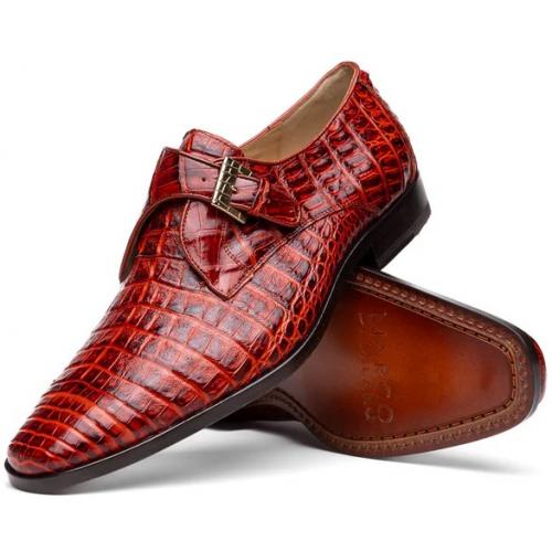 Marco Di Milano "Rovigo" Rustic Cognac Genuine Caiman Crocodile Dress Shoes