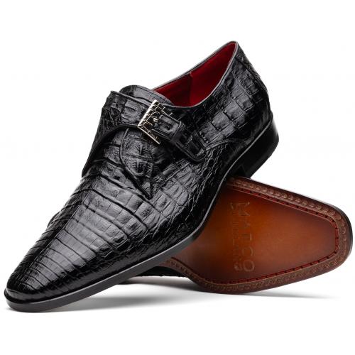 Marco Di Milano "Rovigo" Black Genuine Caiman Crocodile Dress Shoes