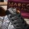 Marco Di Milano "Saulo" Newspaper / Black Genuine Crocodile And Ostrich Quill Fashion Sneaker