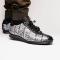 Marco Di Milano "Saulo" Newspaper / Black Genuine Crocodile And Ostrich Quill Fashion Sneaker