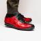 Marco Di Milano "Saulo" Red / Black Genuine Crocodile And Ostrich Quill Fashion Sneaker