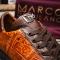 Marco Di Milano "Saulo" Brandy Genuine Crocodile And Ostrich Quill Fashion Sneaker