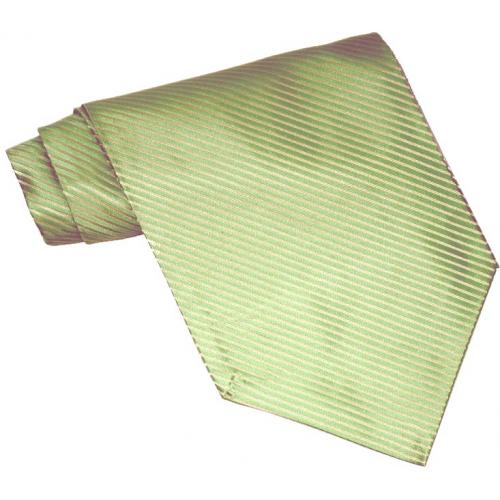 Steven Land Mint Green Diagonal Striped Design 100% Knitted Woven Silk Ascot/Hanky Set