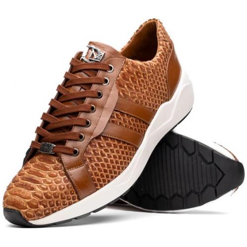 Marco Di Milano "Verona" Honey  Genuine Python And Calfskin Fashion Sneaker