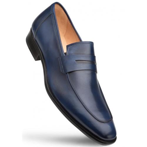 Mezlan Navy Genuine Calfskin Leather Penny Loafer E20243.