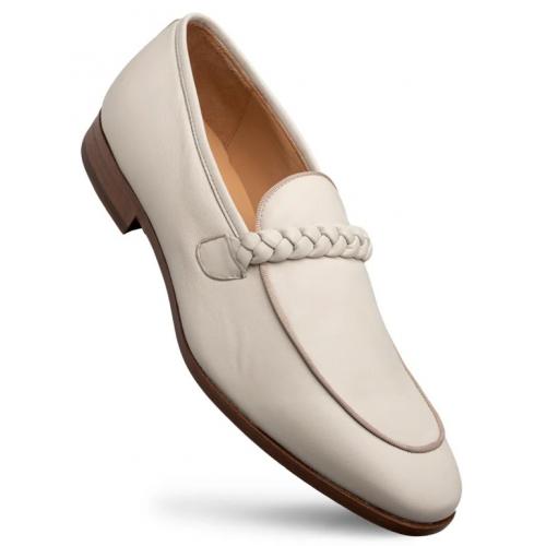 Mezlan "Parole" Bone Soft Textured Calfskin Leather Penny Loafer 21047.