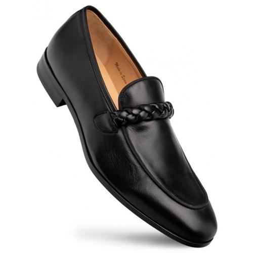 Mezlan "Parole" Black Soft Textured Calfskin Leather Penny Loafer 21047.