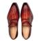 Mezlan "Temi" Cognac / Rust Genuine Woven Calfskin Leather Monk Strap 21069.