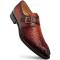 Mezlan "Temi" Cognac / Rust Genuine Woven Calfskin Leather Monk Strap 21069.