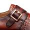 Mezlan "Temi" Cognac / Rust Genuine Woven Calfskin Leather Monk Strap 21069.