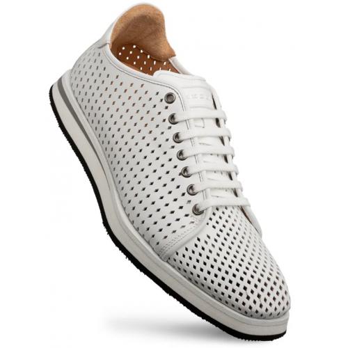 Mezlan "Luce" White Genuine Perforated Leather Sneaker 21154.