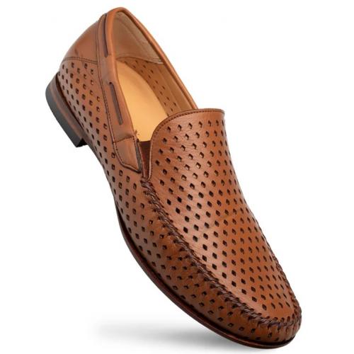 Mezlan Cognac Genuine Calfskin Leather Moccasin R7419.