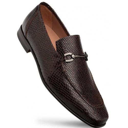 Mezlan "Incontri" Brown Genuine Serpentine-Embossed Calfskin Leather Loafer 21163.