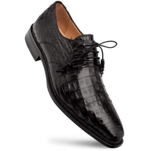 Mezlan "Giovane" Black Genuine Crocodile Derby Shoes 50032-F.